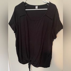 Black front tie top